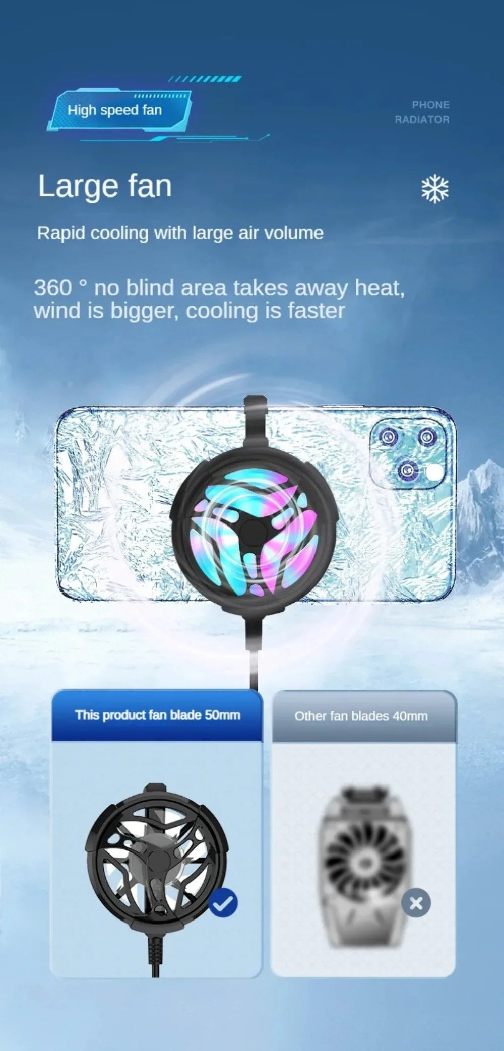 Mini Ventilateur Refroidisseur Gaming Mobile — Universel