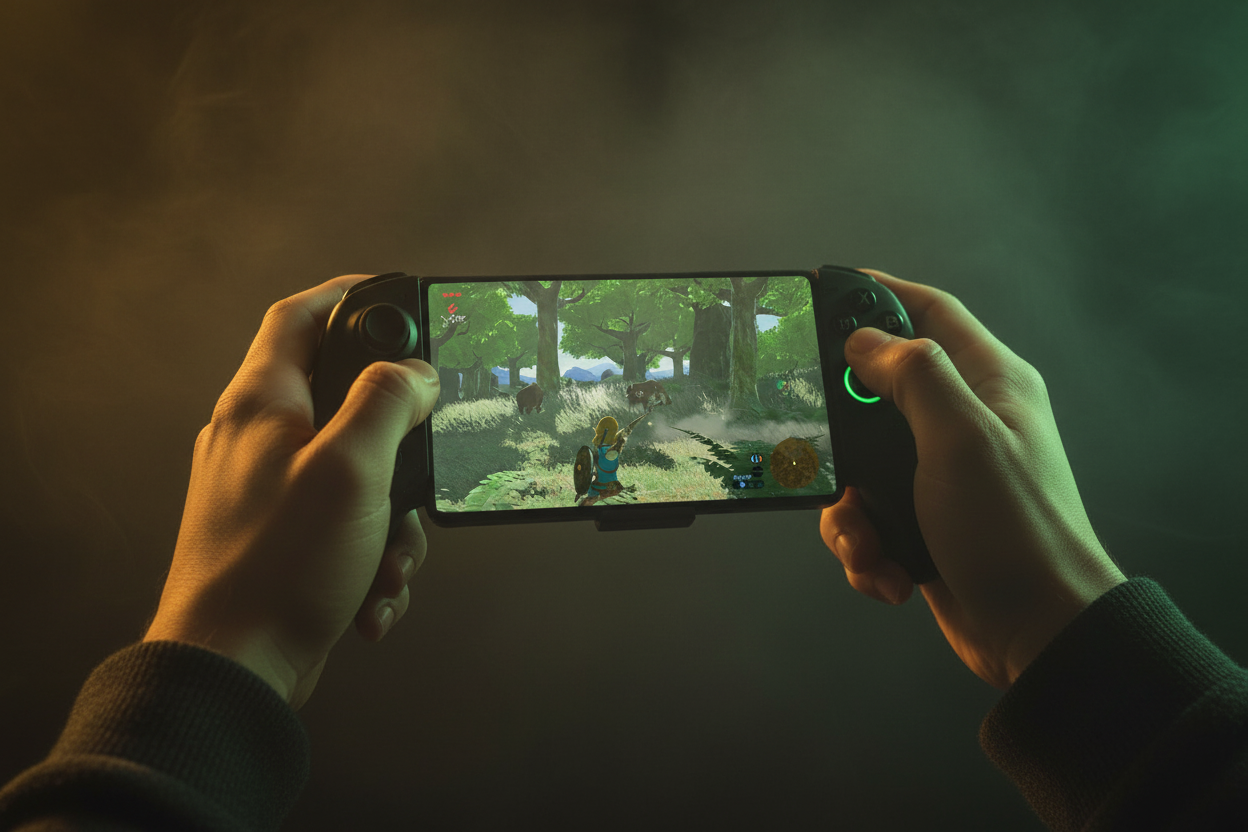 Zelda BOTW forêt sur écran manette